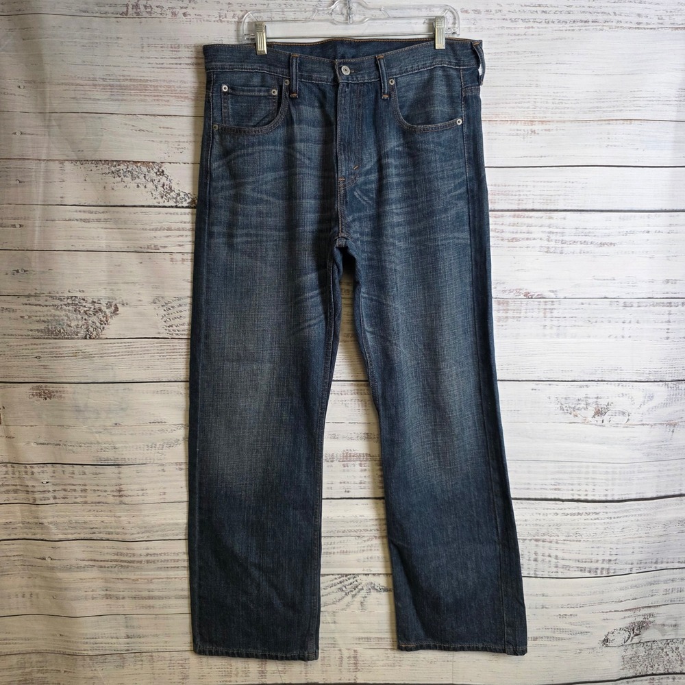 Levis 569 Loose Straight Jeans Mens 34x32 Dark Wash Blue Denim 00569-4258